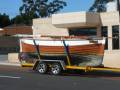5.5m classic fibreglass canoe stern gunter rig
